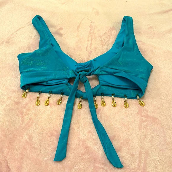 π SUPER CUTE β TIE BACK β AQUA BIKINI TOP - Picture 3 of 3